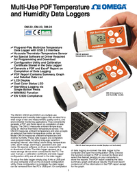 Thumbnail of document Data Sheet - OM-22 Multi-Use PDF Temperature & Humidity Data Loggers